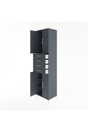 Hyperion Dolap 4 Raflı 4 Çekmeceli 4 Kapaklı 60x44x243 Antrasit-Antrasit
