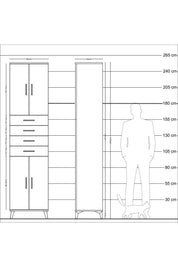 Hyperion Dolap 4 Raflı 4 Çekmeceli 4 Kapaklı 60x44x243 Çam-Aytaşı