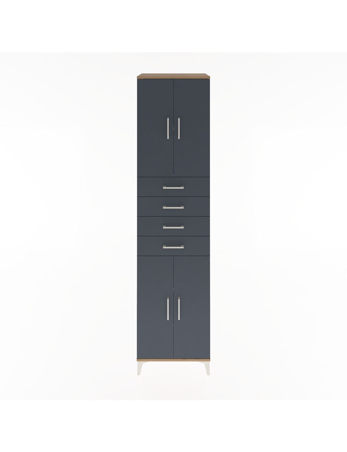 Hyperion Dolap 4 Raflı 4 Çekmeceli 4 Kapaklı 60x44x243 Çam-Antrasit