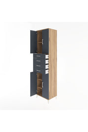 Hyperion Dolap 4 Raflı 4 Çekmeceli 4 Kapaklı 60x44x243 Çam-Antrasit