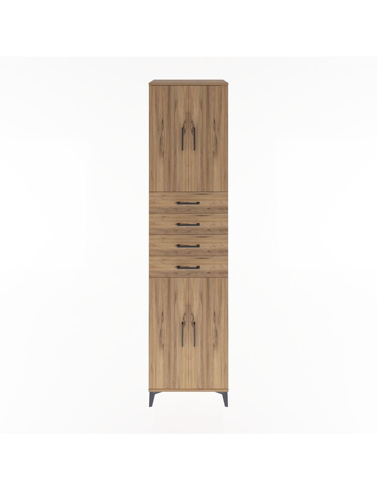 Hyperion Dolap 4 Raflı 4 Çekmeceli 4 Kapaklı 60x44x243 Çam-Çam