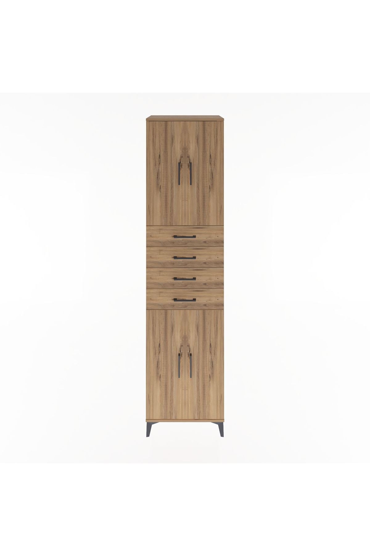 Hyperion Dolap 4 Raflı 4 Çekmeceli 4 Kapaklı 60x44x243 Çam-Çam