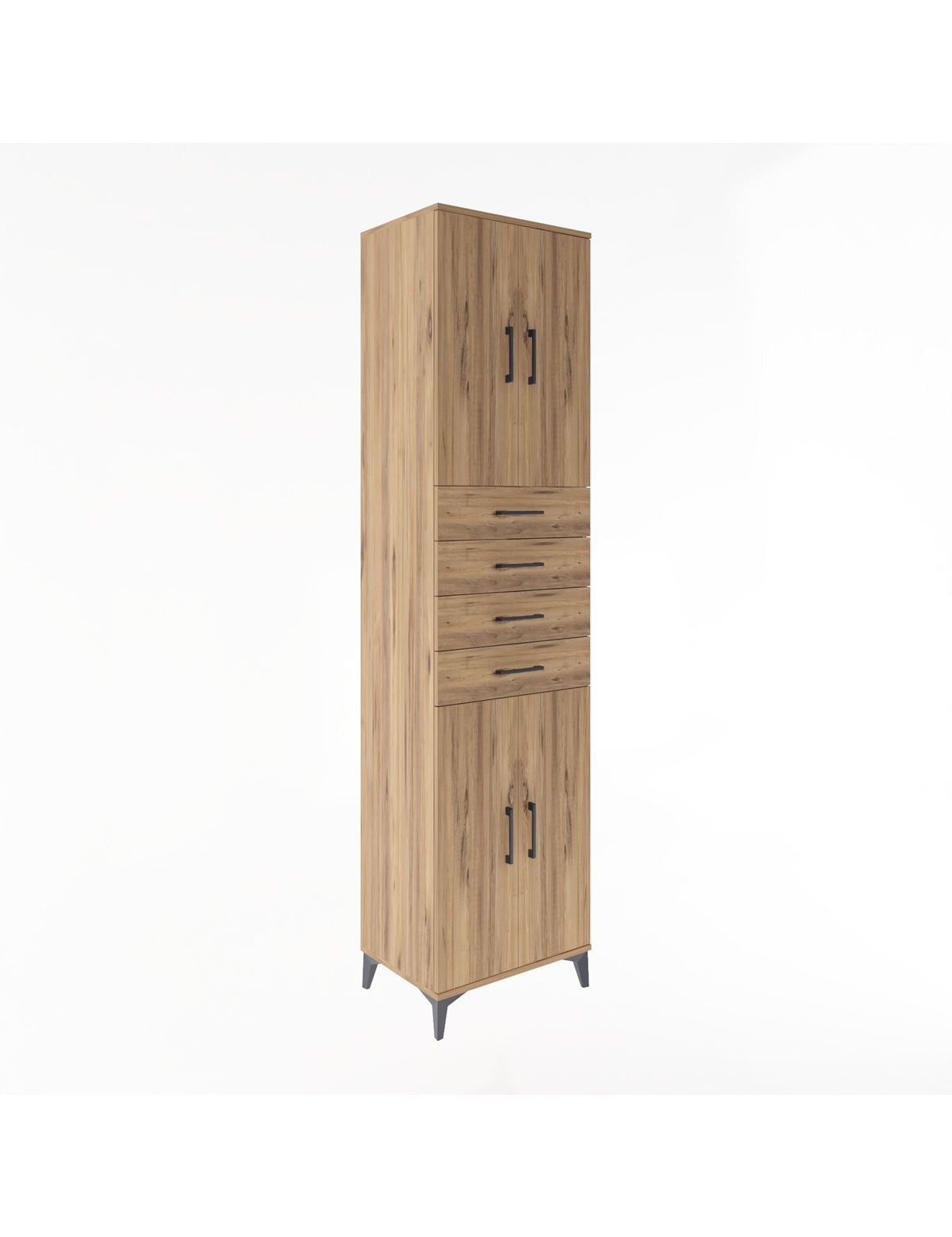 Hyperion Dolap 4 Raflı 4 Çekmeceli 4 Kapaklı 60x44x243 Çam-Çam