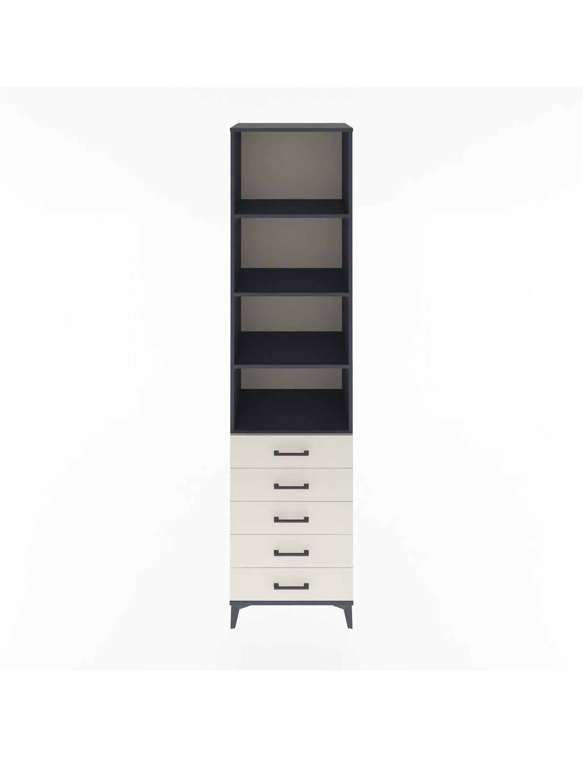 Hyperion Dolap 4 Raflı 5 Çekmeceli 60x44x243 Antrasit-Aytaşı