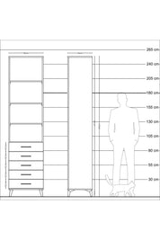 Hyperion Dolap 4 Raflı 5 Çekmeceli 60x44x243 Antrasit-Aytaşı