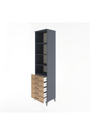 Hyperion Dolap 4 Raflı 5 Çekmeceli 60x44x243 Antrasit-Çam