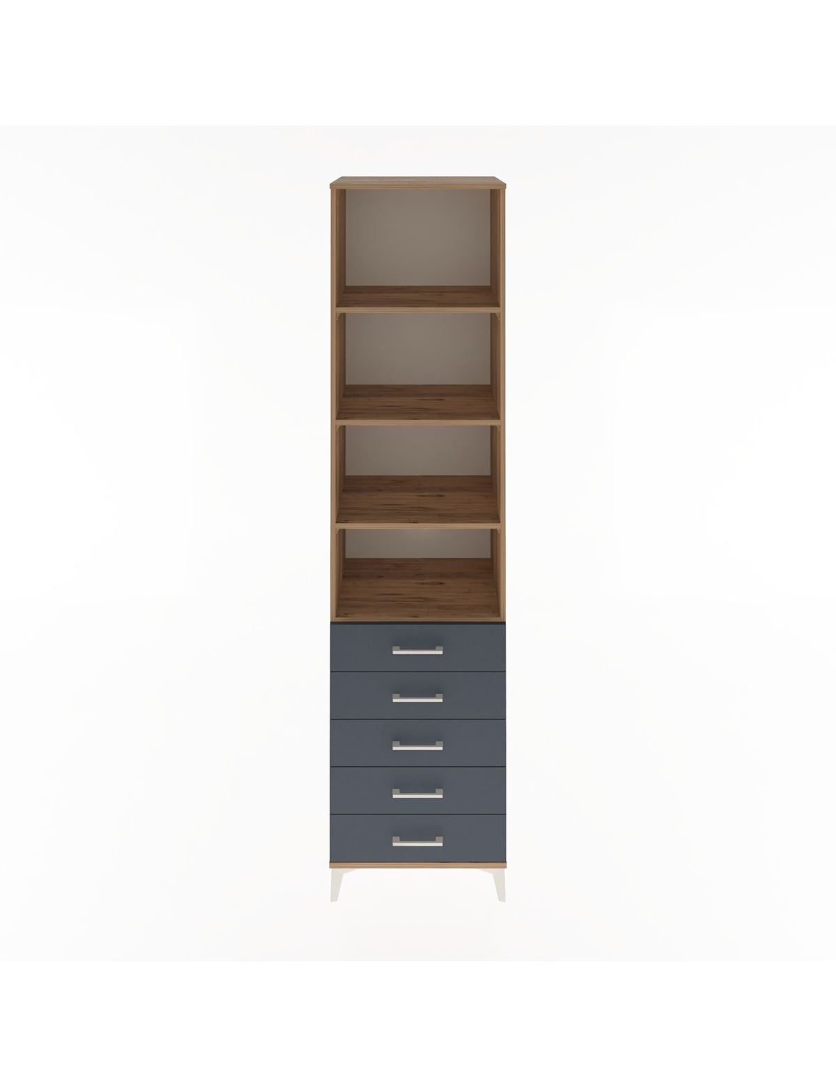 Hyperion Dolap 4 Raflı 5 Çekmeceli 60x44x243 Çam-Antrasit