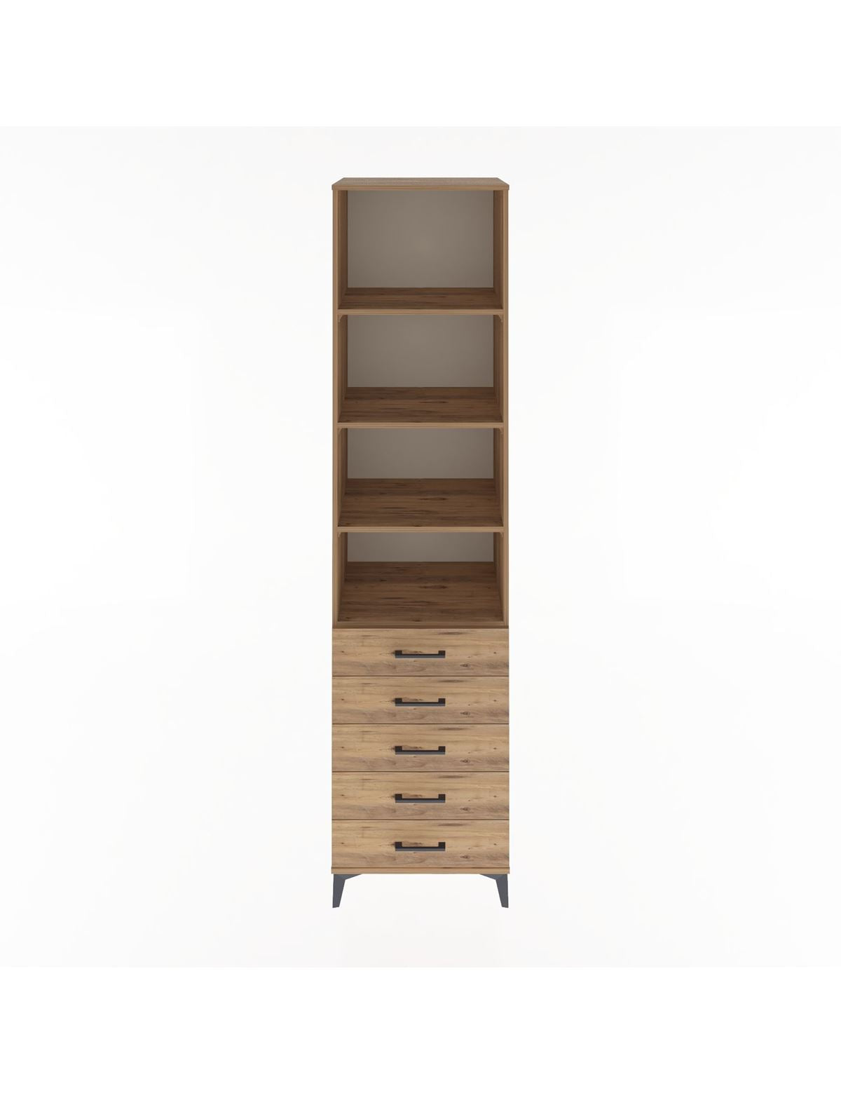 Hyperion Dolap 4 Raflı 5 Çekmeceli 60x44x243 Çam-Çam