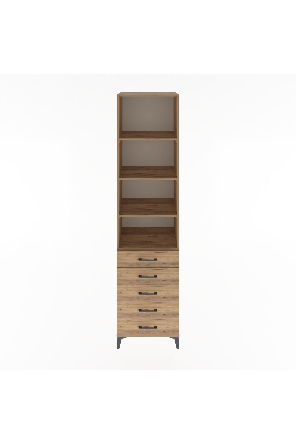 Hyperion Dolap 4 Raflı 5 Çekmeceli 60x44x243 Çam-Çam