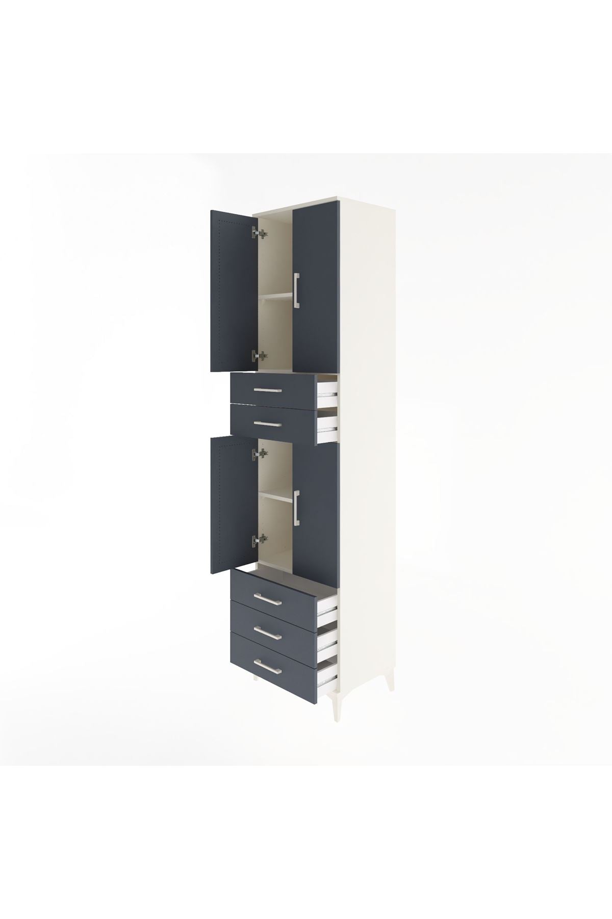 Hyperion Dolap 4 Raflı 5 Çekmeceli 4 Kapaklı 60x44x243 Aytaşı-Antrasit