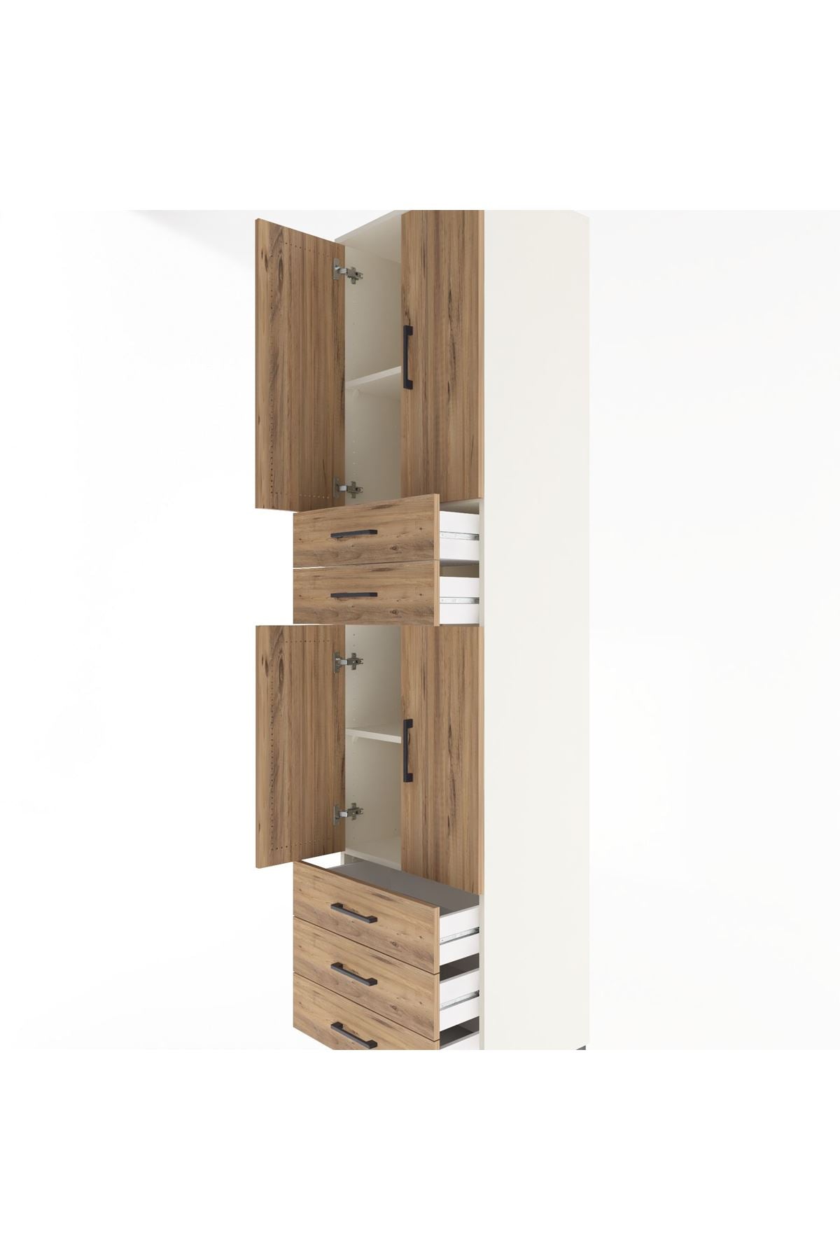 Hyperion Dolap 4 Raflı 5 Çekmeceli 4 Kapaklı 60x44x243 Aytaşı-Çam