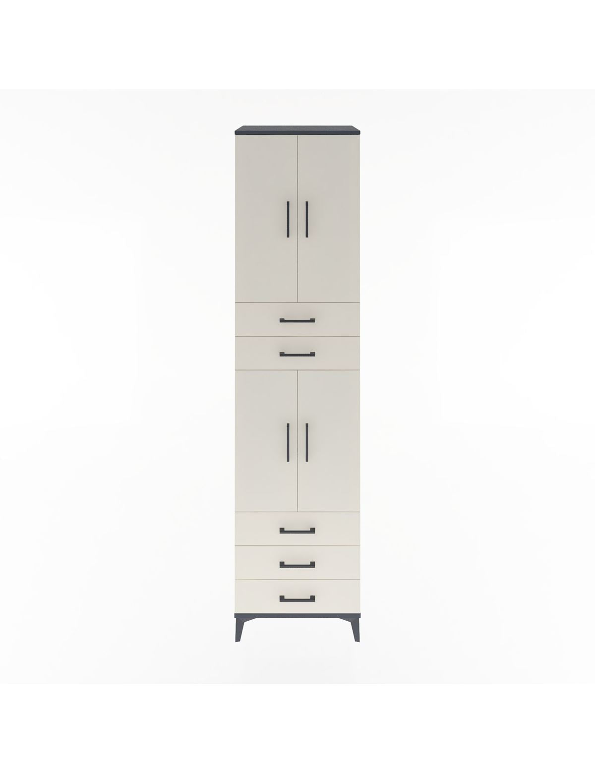 Hyperion Dolap 4 Raflı 5 Çekmeceli 4 Kapaklı 60x44x243 Antrasit-Aytaşı