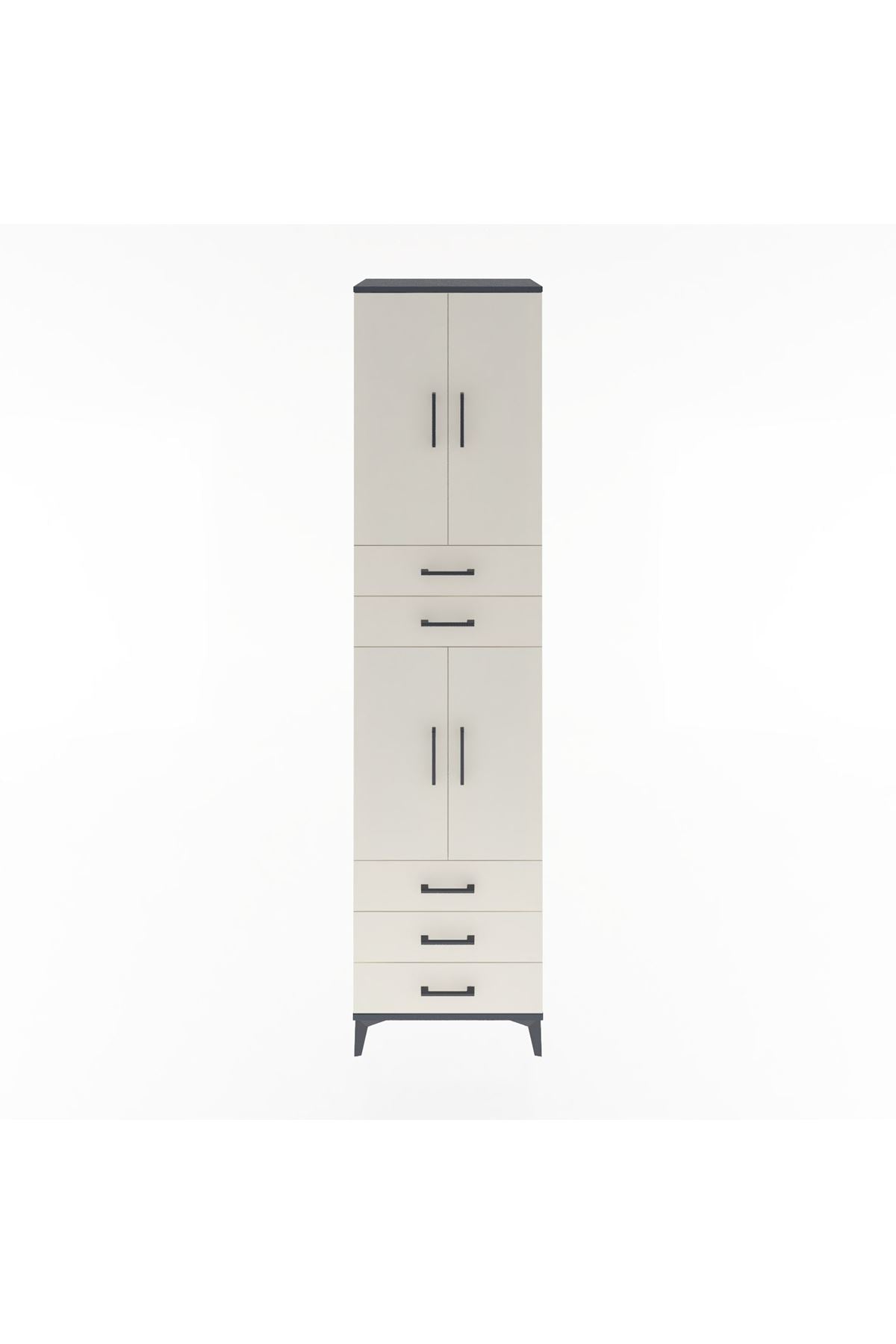 Hyperion Dolap 4 Raflı 5 Çekmeceli 4 Kapaklı 60x44x243 Antrasit-Aytaşı