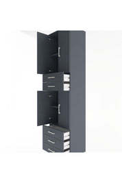 Hyperion Dolap 4 Raflı 5 Çekmeceli 4 Kapaklı 60x44x243 Antrasit-Antrasit