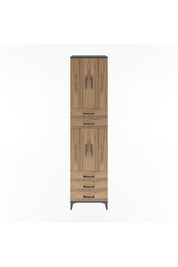 Hyperion Dolap 4 Raflı 5 Çekmeceli 4 Kapaklı 60x44x243 Antrasit-Çam