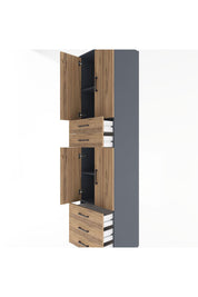 Hyperion Dolap 4 Raflı 5 Çekmeceli 4 Kapaklı 60x44x243 Antrasit-Çam