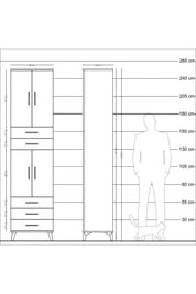 Hyperion Dolap 4 Raflı 5 Çekmeceli 4 Kapaklı 60x44x243 Çam-Aytaşı