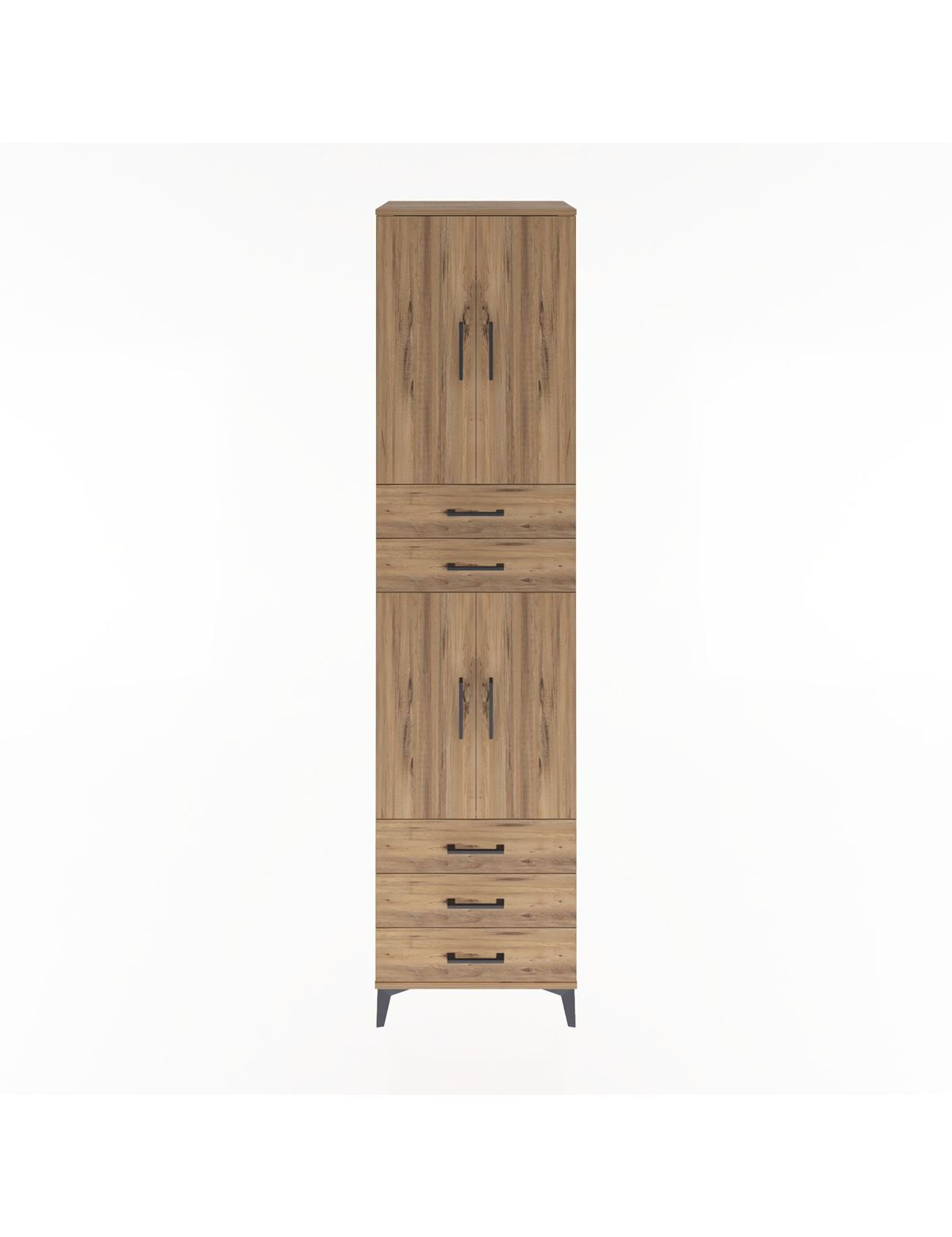 Hyperion Dolap 4 Raflı 5 Çekmeceli 4 Kapaklı 60x44x243 Çam-Çam