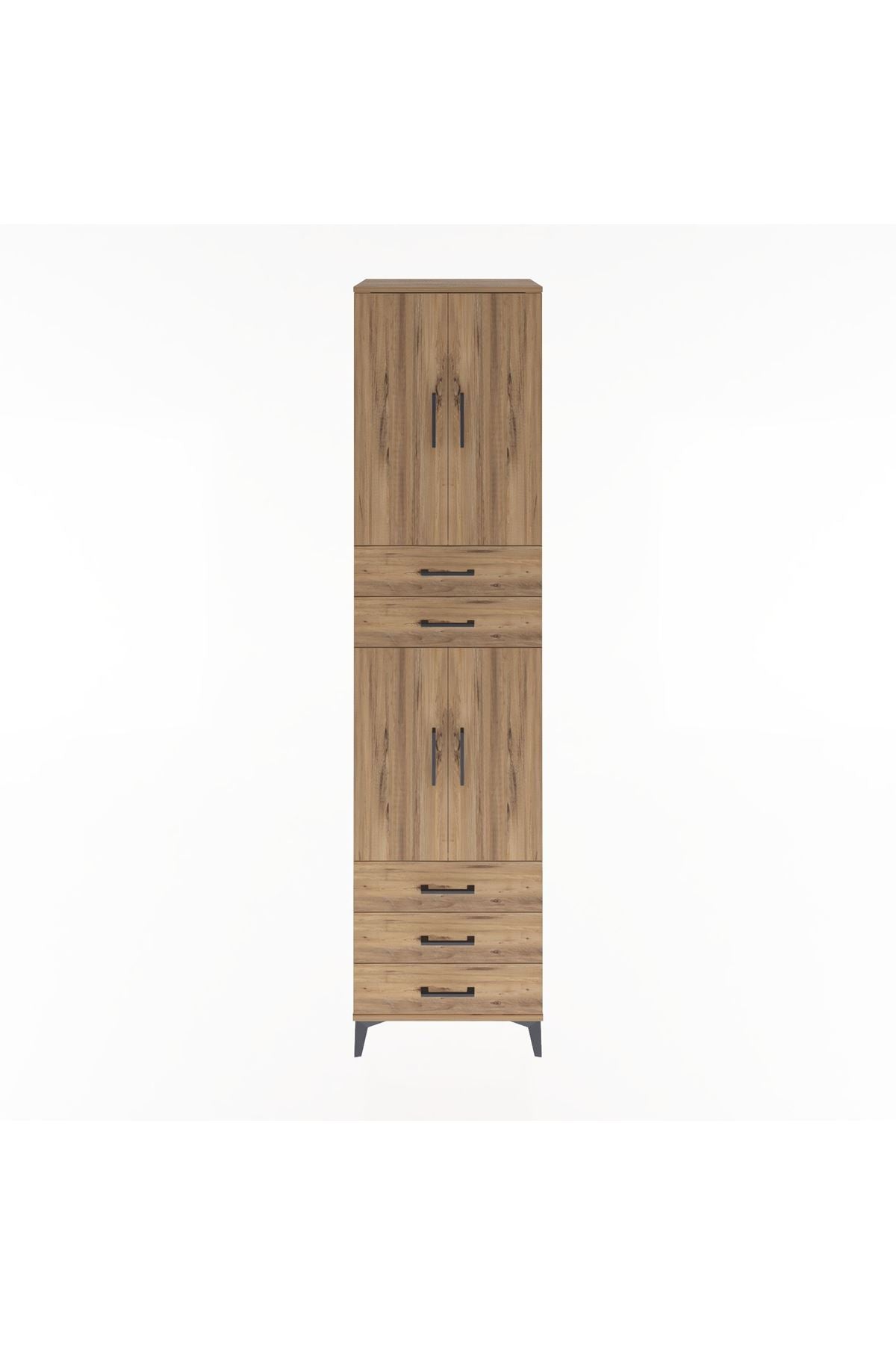 Hyperion Dolap 4 Raflı 5 Çekmeceli 4 Kapaklı 60x44x243 Çam-Çam