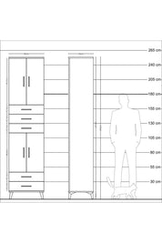 Hyperion Dolap 4 Raflı 5 Çekmeceli 4 Kapaklı 60x44x243 Antrasit-Aytaşı