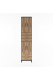 Hyperion Dolap 4 Raflı 5 Çekmeceli 4 Kapaklı 60x44x243 Antrasit-Çam
