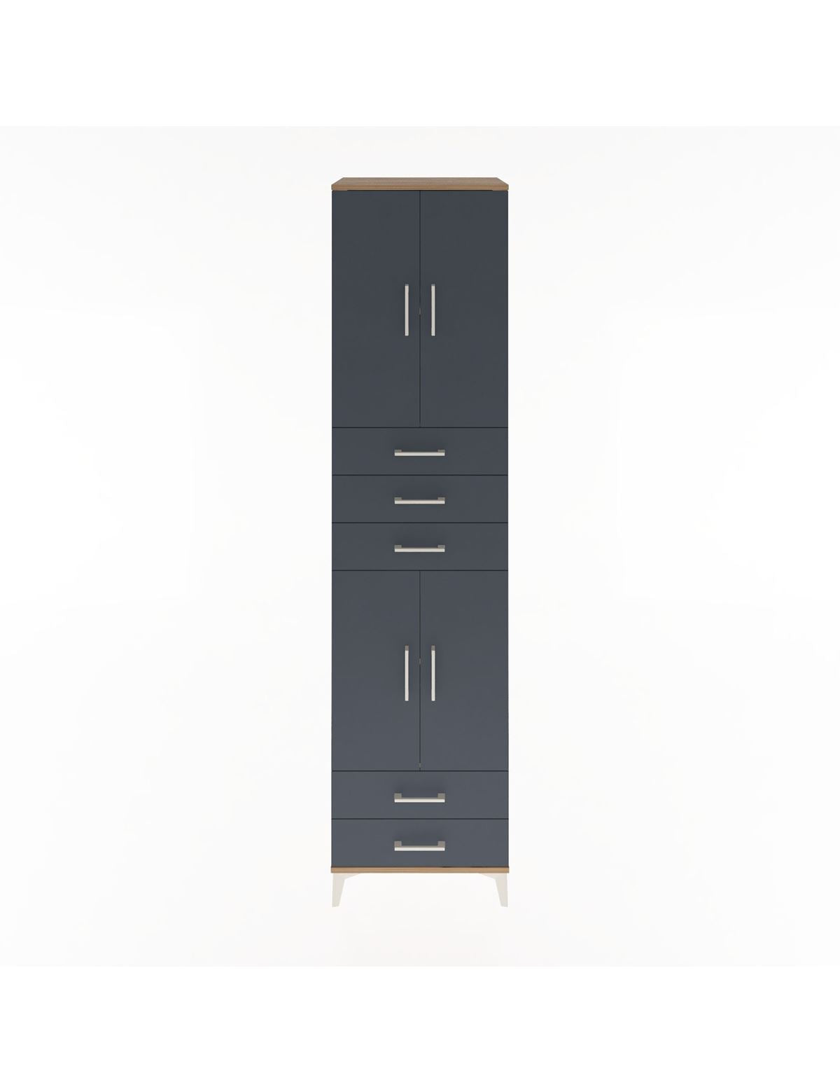 Hyperion Dolap 4 Raflı 5 Çekmeceli 4 Kapaklı 60x44x243 Çam-Antrasit