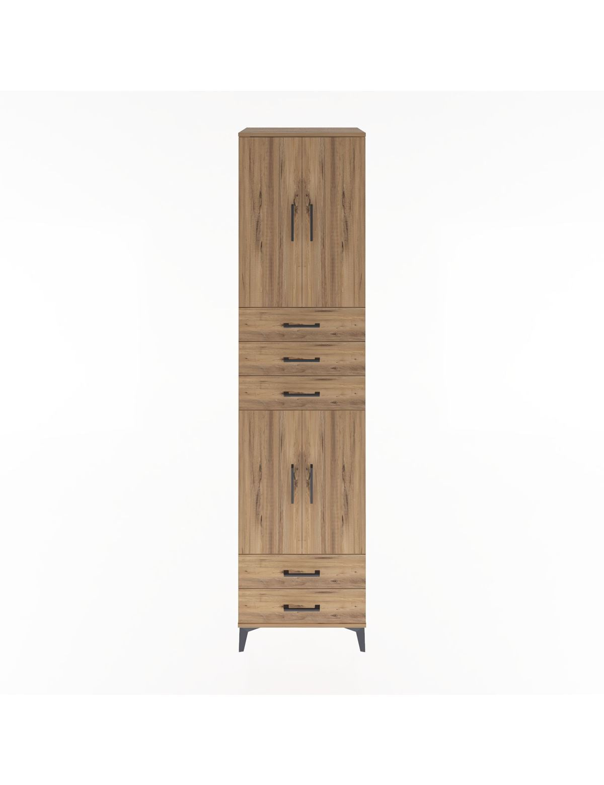 Hyperion Dolap 4 Raflı 5 Çekmeceli 4 Kapaklı 60x44x243 Çam-Çam