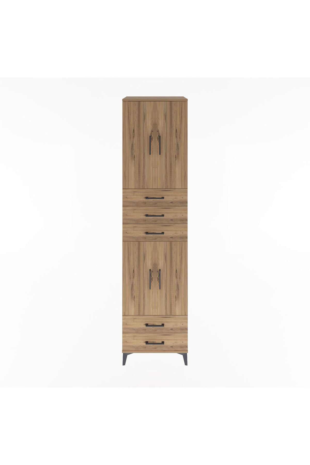 Hyperion Dolap 4 Raflı 5 Çekmeceli 4 Kapaklı 60x44x243 Çam-Çam