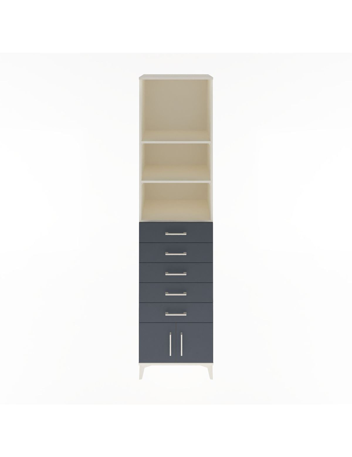 Hyperion Dolap 3 Raflı 5 Çekmeceli 2 Kapaklı 60x44x243 Aytaşı-Antrasit