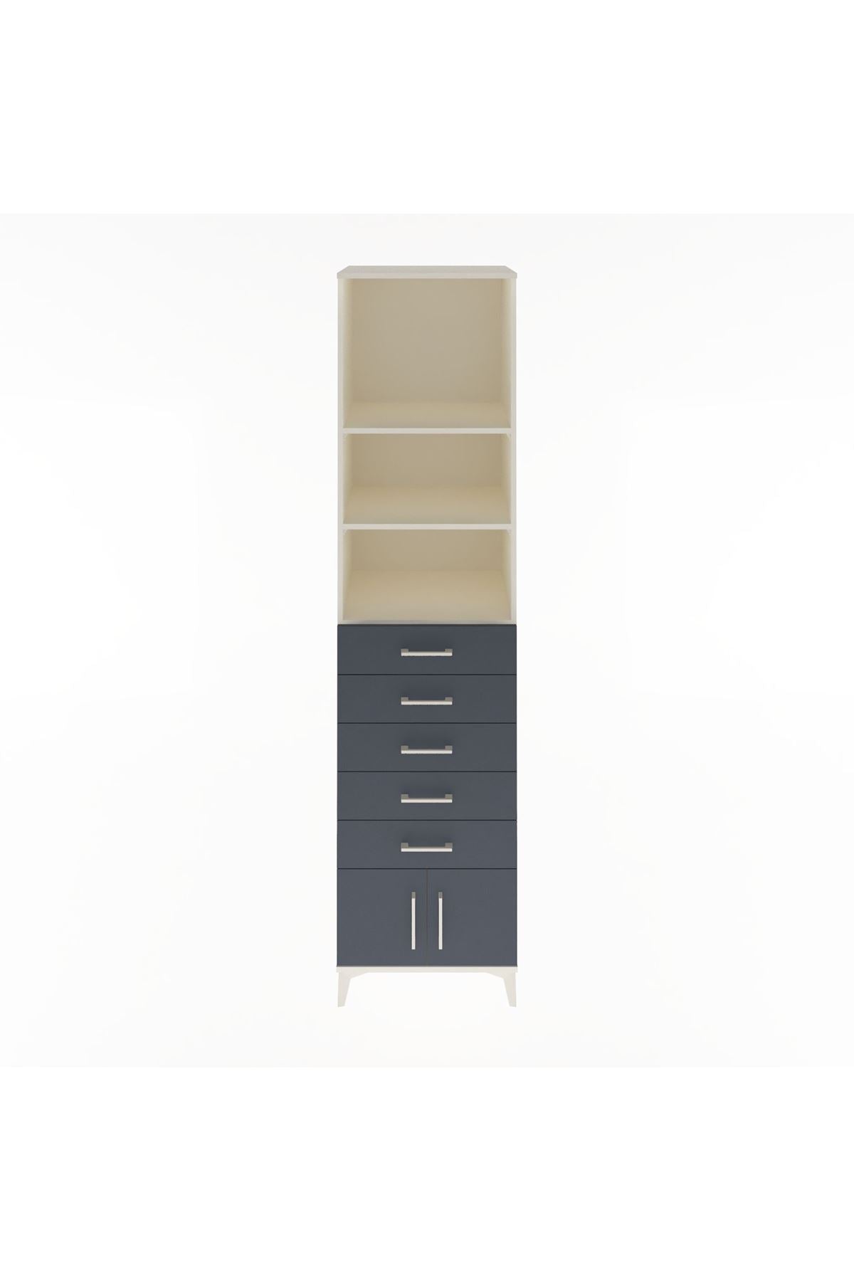 Hyperion Dolap 3 Raflı 5 Çekmeceli 2 Kapaklı 60x44x243 Aytaşı-Antrasit