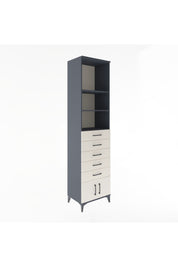 Hyperion Dolap 3 Raflı 5 Çekmeceli 2 Kapaklı 60x44x243 Antrasit-Aytaşı