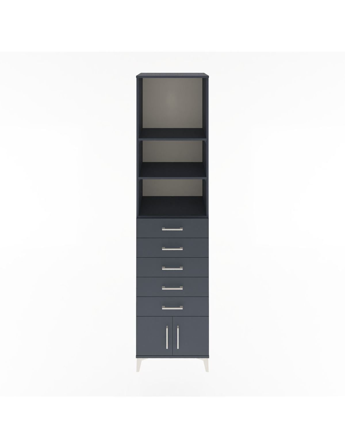 Hyperion Dolap 3 Raflı 5 Çekmeceli 2 Kapaklı 60x44x243 Antrasit-Antrasit