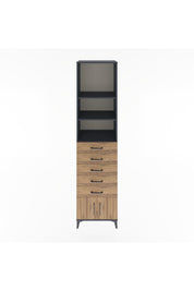 Hyperion Dolap 3 Raflı 5 Çekmeceli 2 Kapaklı 60x44x243 Antrasit-Çam