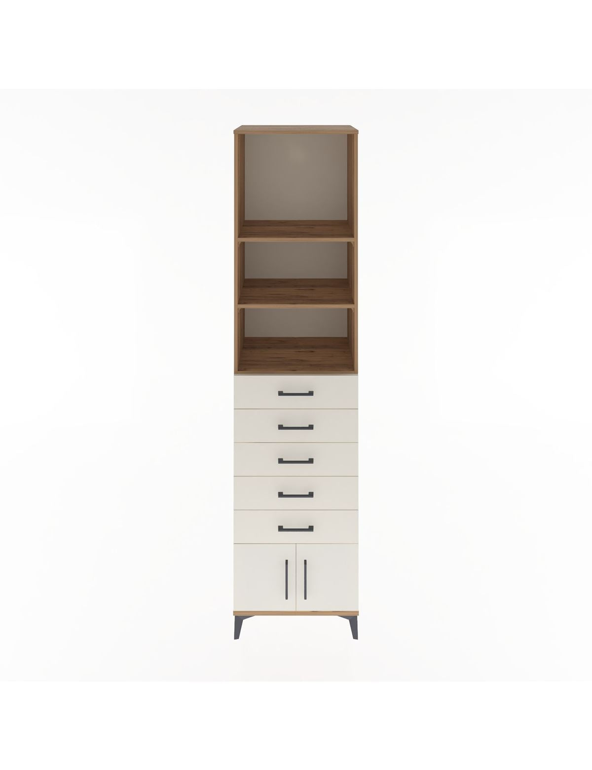 Hyperion Dolap 3 Raflı 5 Çekmeceli 2 Kapaklı 60x44x243 Çam-Aytaşı