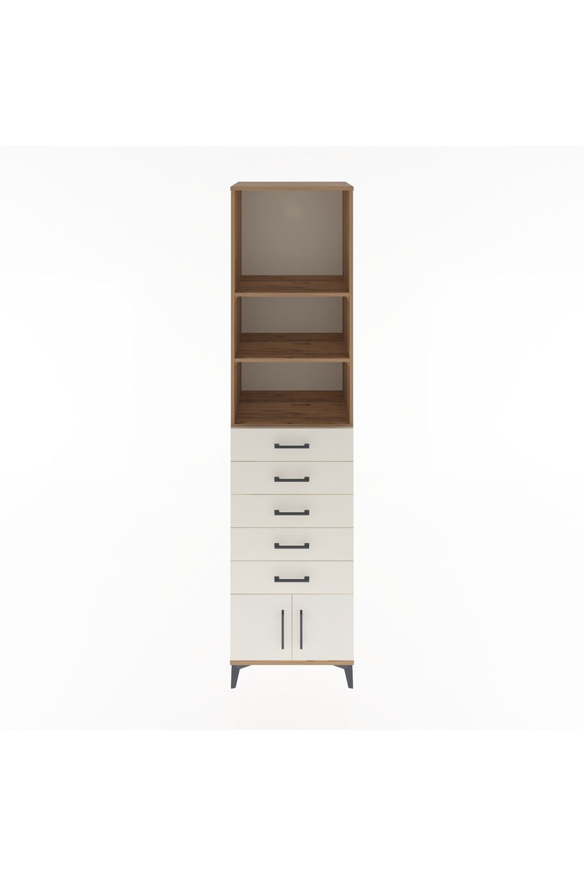 Hyperion Dolap 3 Raflı 5 Çekmeceli 2 Kapaklı 60x44x243 Çam-Aytaşı