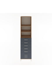 Hyperion Dolap 3 Raflı 5 Çekmeceli 2 Kapaklı 60x44x243 Çam-Antrasit