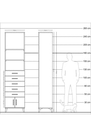 Hyperion Dolap 3 Raflı 5 Çekmeceli 2 Kapaklı 60x44x243 Çam-Çam