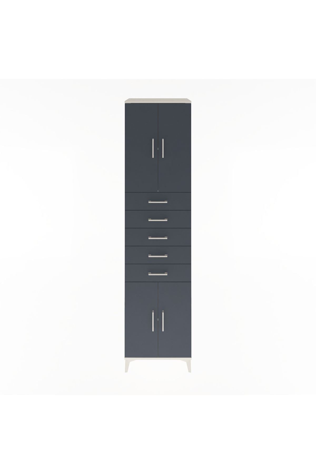 Hyperion Dolap 3 Raflı 5 Çekmeceli 4 Kapaklı 60x44x243 Aytaşı-Antrasit