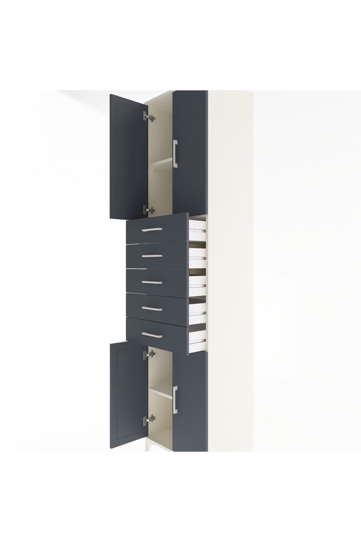 Hyperion Dolap 3 Raflı 5 Çekmeceli 4 Kapaklı 60x44x243 Aytaşı-Antrasit