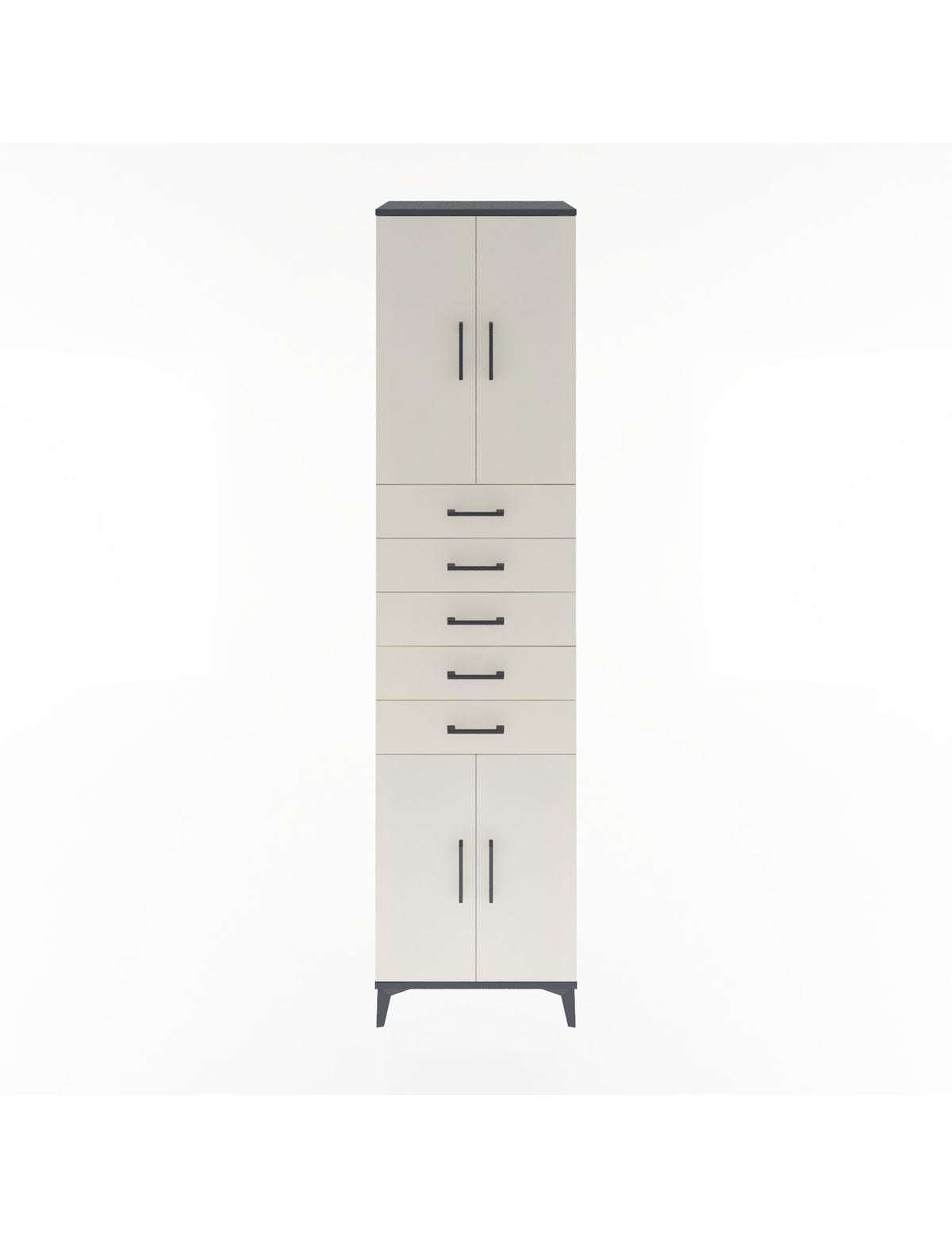 Hyperion Dolap 3 Raflı 5 Çekmeceli 4 Kapaklı 60x44x243 Antrasit-Aytaşı