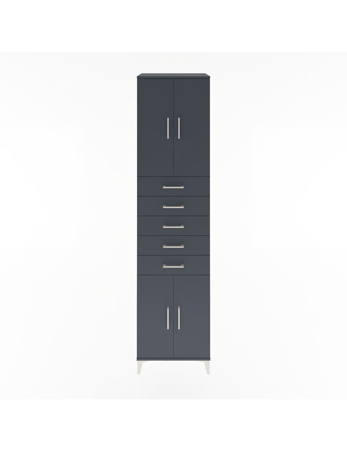 Hyperion Dolap 3 Raflı 5 Çekmeceli 4 Kapaklı 60x44x243 Antrasit-Antrasit