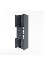 Hyperion Dolap 3 Raflı 5 Çekmeceli 4 Kapaklı 60x44x243 Antrasit-Antrasit