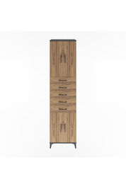 Hyperion Dolap 3 Raflı 5 Çekmeceli 4 Kapaklı 60x44x243 Antrasit-Çam