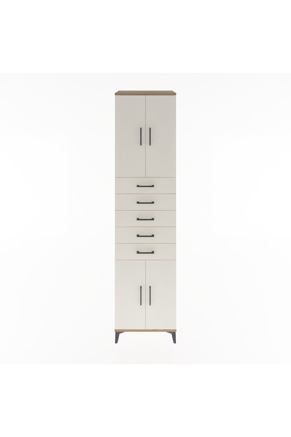 Hyperion Dolap 3 Raflı 5 Çekmeceli 4 Kapaklı 60x44x243 Çam-Aytaşı