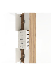 Hyperion Dolap 3 Raflı 5 Çekmeceli 4 Kapaklı 60x44x243 Çam-Aytaşı