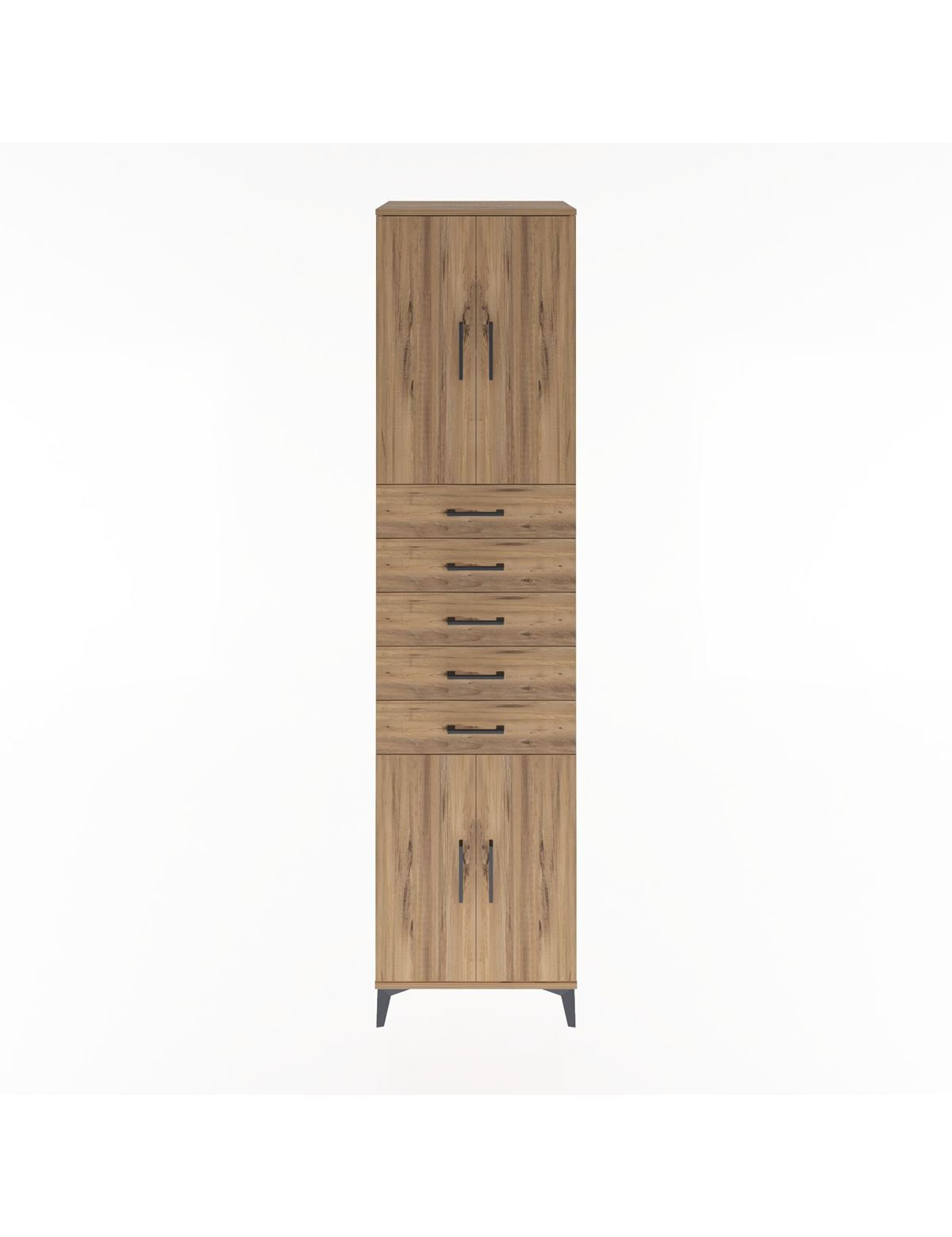 Hyperion Dolap 3 Raflı 5 Çekmeceli 4 Kapaklı 60x44x243 Çam-Çam