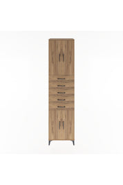 Hyperion Dolap 3 Raflı 5 Çekmeceli 4 Kapaklı 60x44x243 Çam-Çam