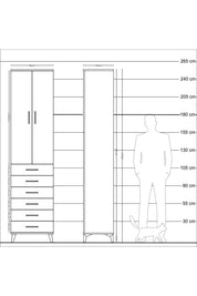 Hyperion Dolap 4 Raflı 6 Çekmeceli 2 Kapaklı 60x44x243 Aytaşı-Aytaşı