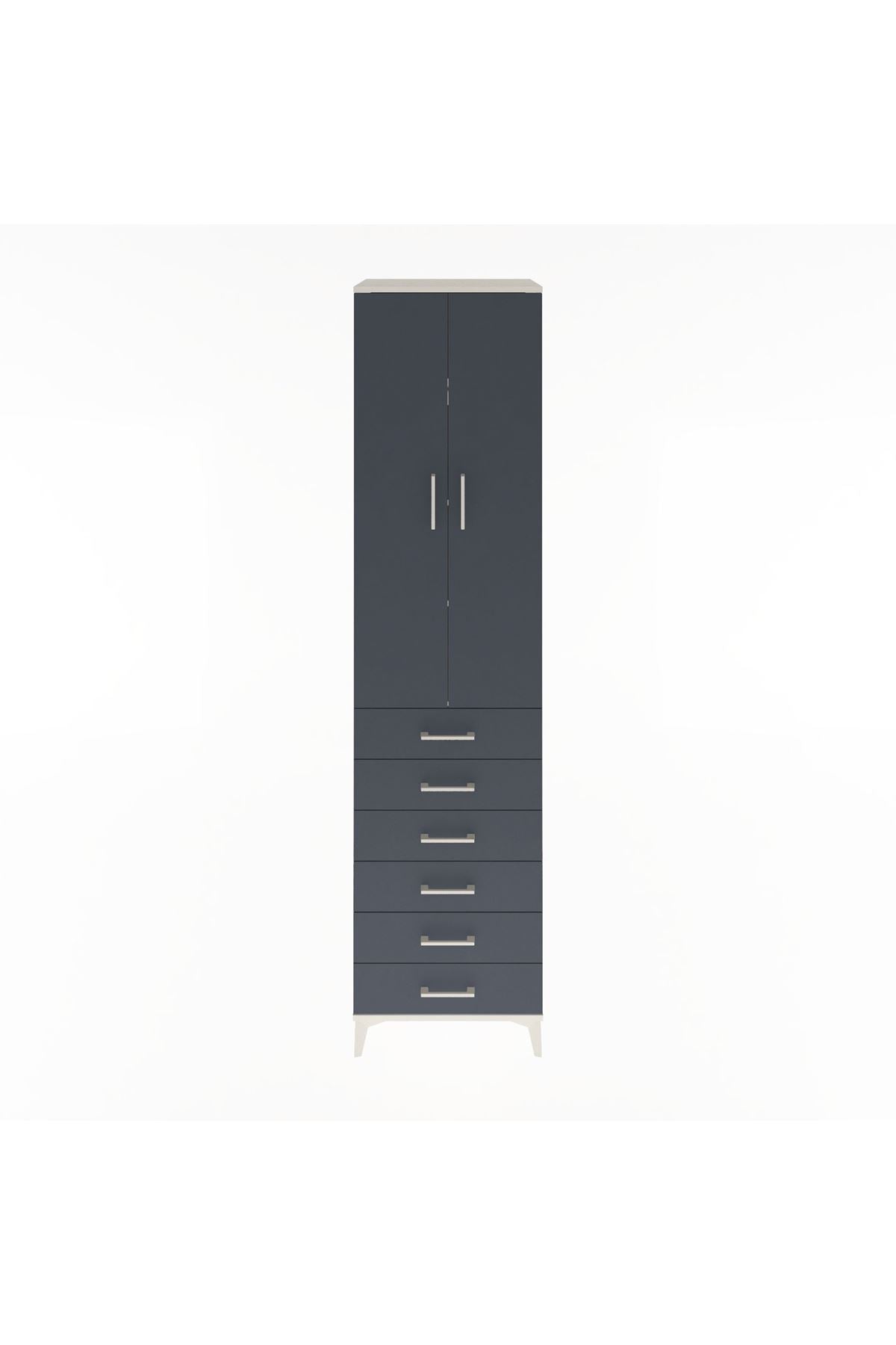 Hyperion Dolap 4 Raflı 6 Çekmeceli 2 Kapaklı 60x44x243 Aytaşı-Antrasit
