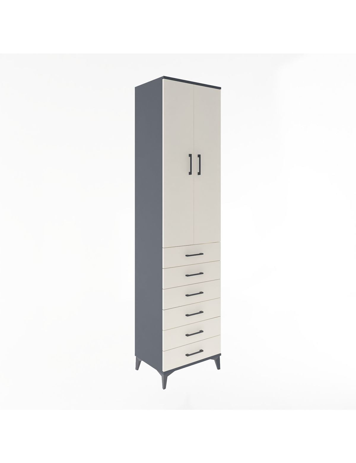 Hyperion Dolap 4 Raflı 6 Çekmeceli 2 Kapaklı 60x44x243 Antrasit-Aytaşı